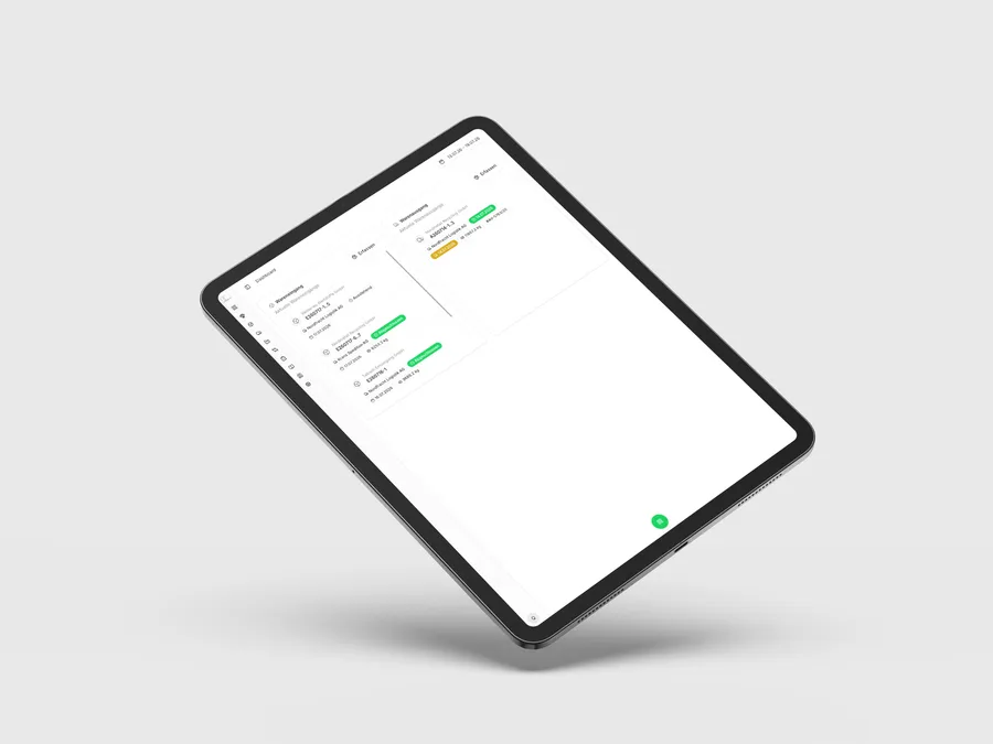 Warenwirtschaft GS GmbH – Dashboard mit aktuellen Wareneingängen und Warenausgängen inklusive Status und Gewicht