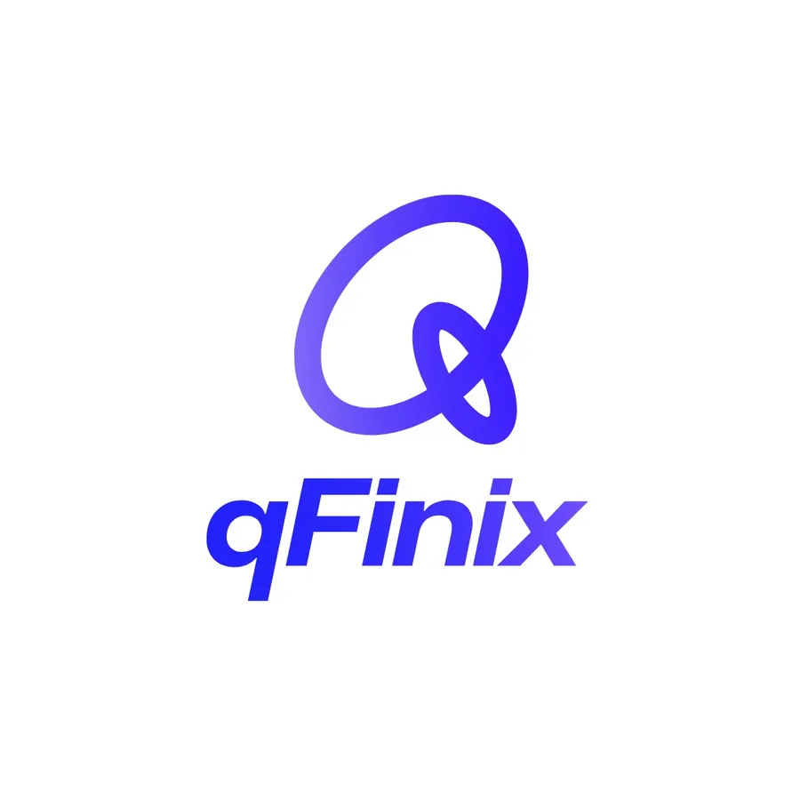 qFinix Logo im Markenverlauf auf weißem Grund